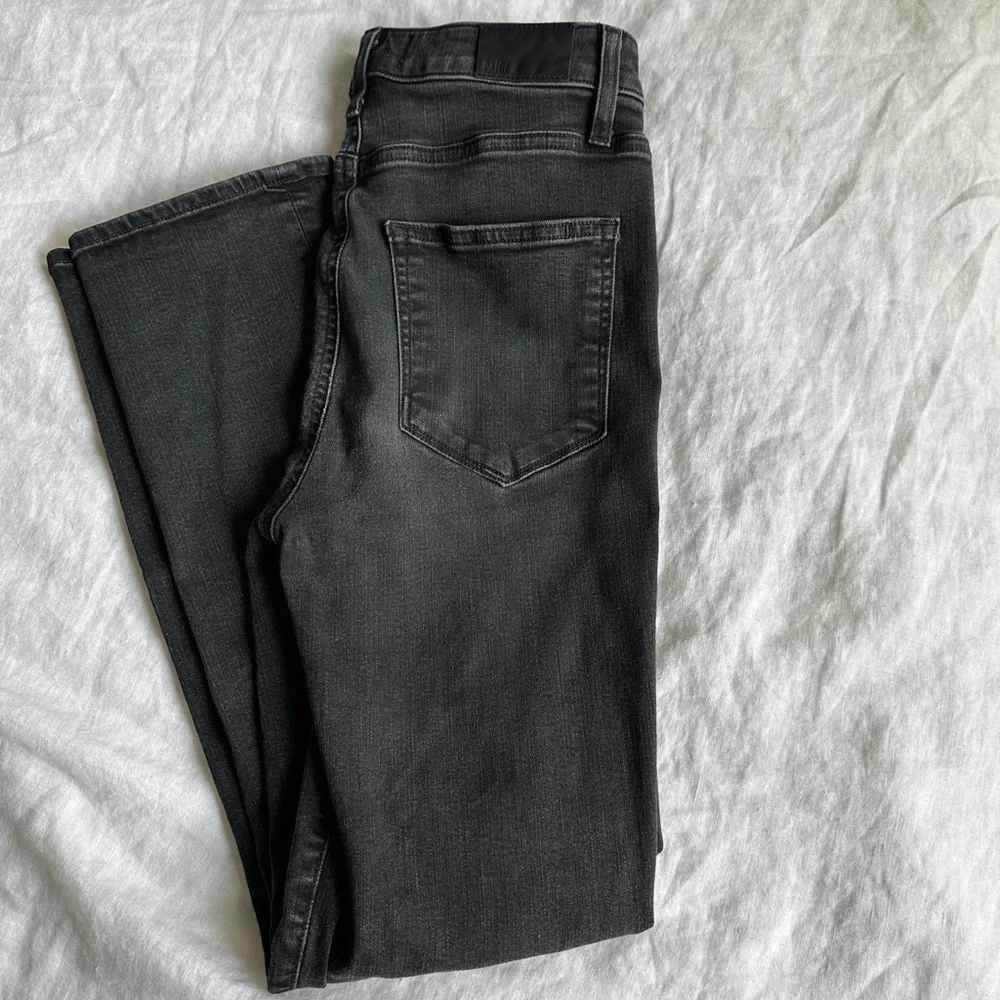 Paige High Rise Straight Ankle Jeans Black Stretch Denim Size 27 - Picture 3 of 12